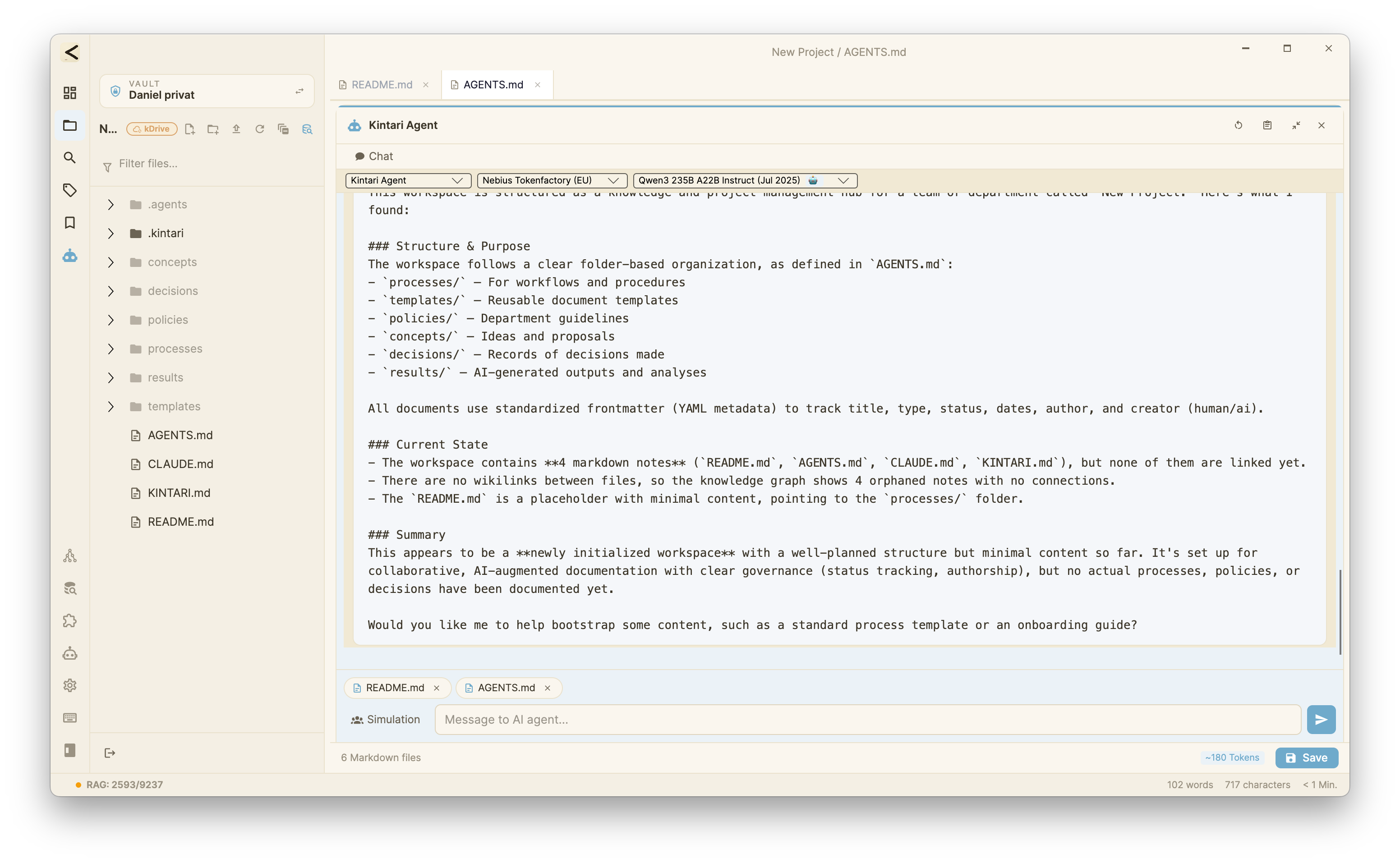 Kintari — Recherche im Workspace